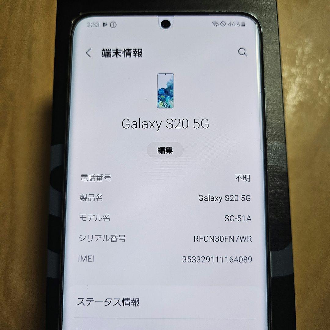 【美品】ドコモ Galaxy S20 SC-51A ブルー 純正イヤホン付