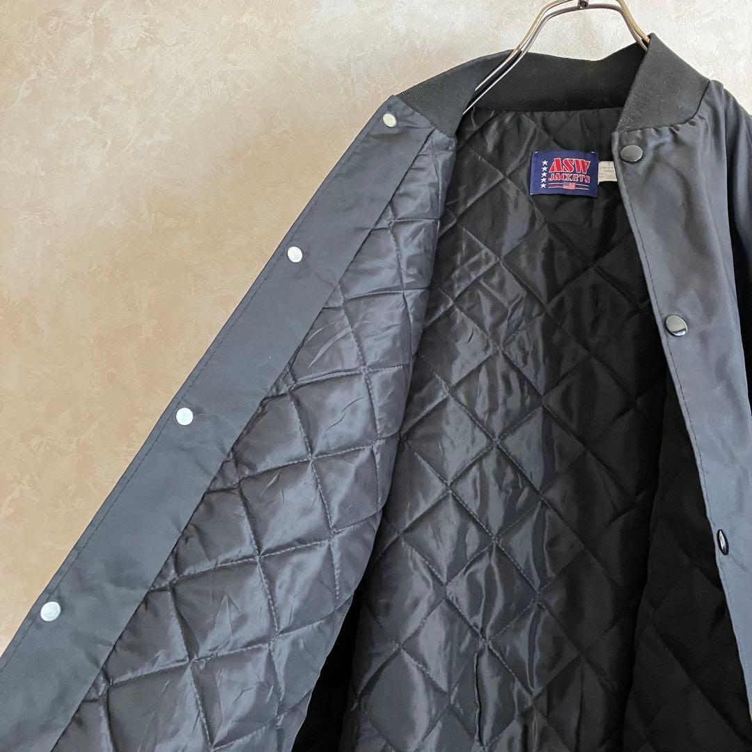 極美品 USA製 ASW オールブラック 中綿ナイロンジャケット 黒 XL