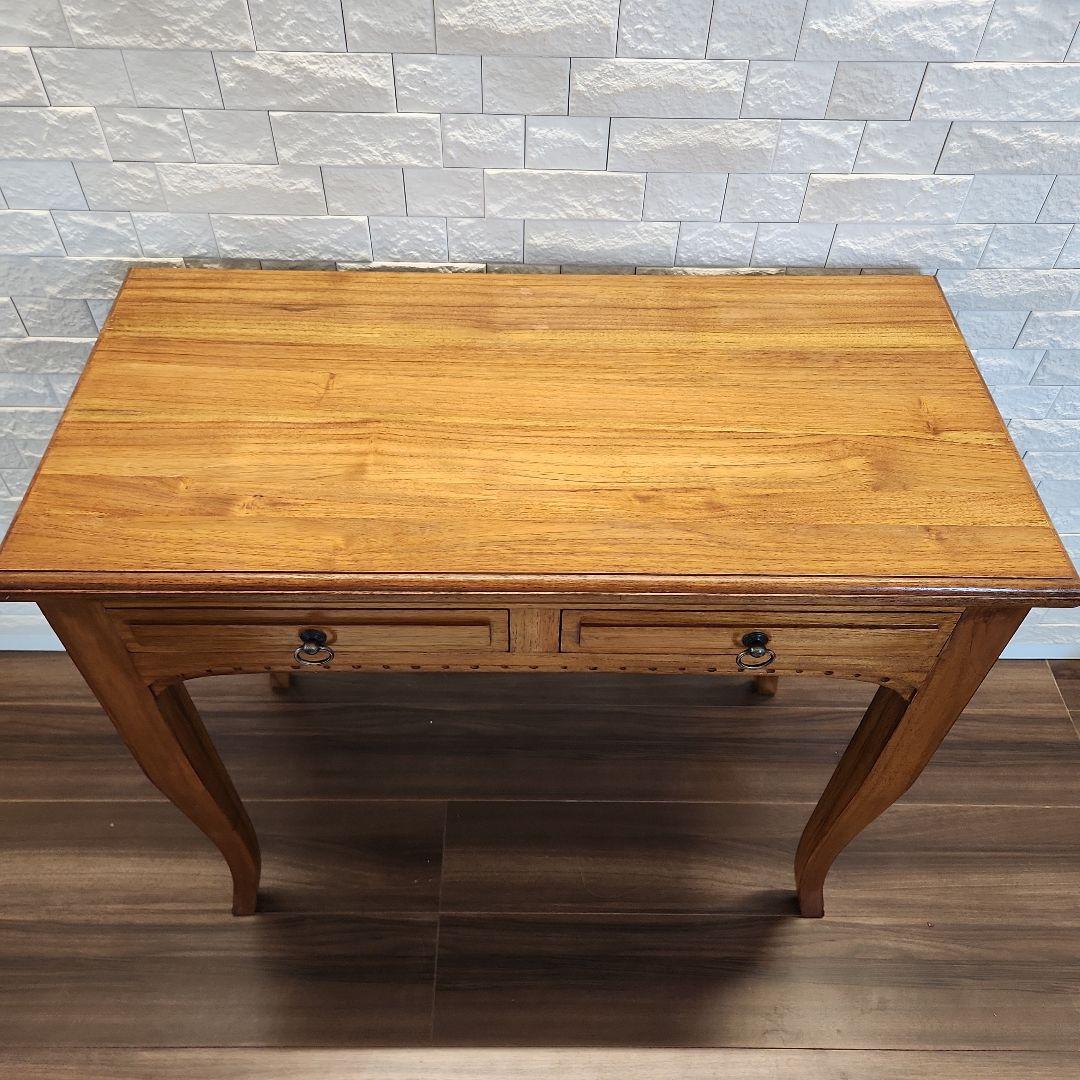 チーク 無垢材 アンティーク風 猫脚 コンソールテーブル