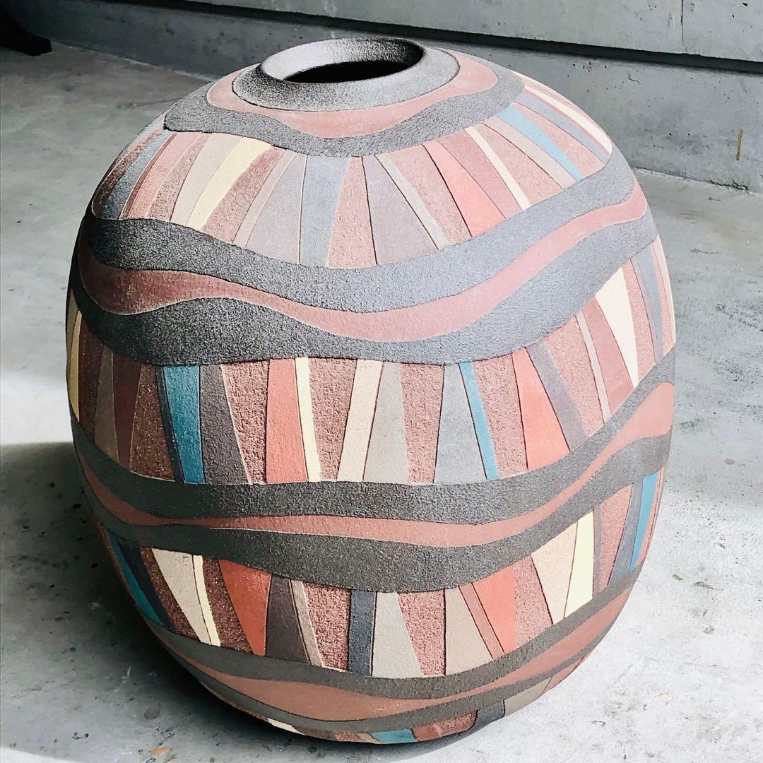 <引き取り限定> 暫定額　でっかい壺　陶器　化粧土