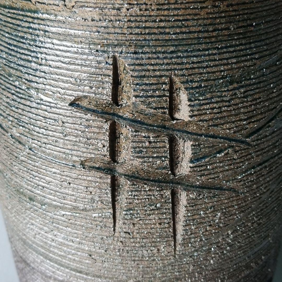 信楽焼傘立て  黒窯変 高さ４４cm