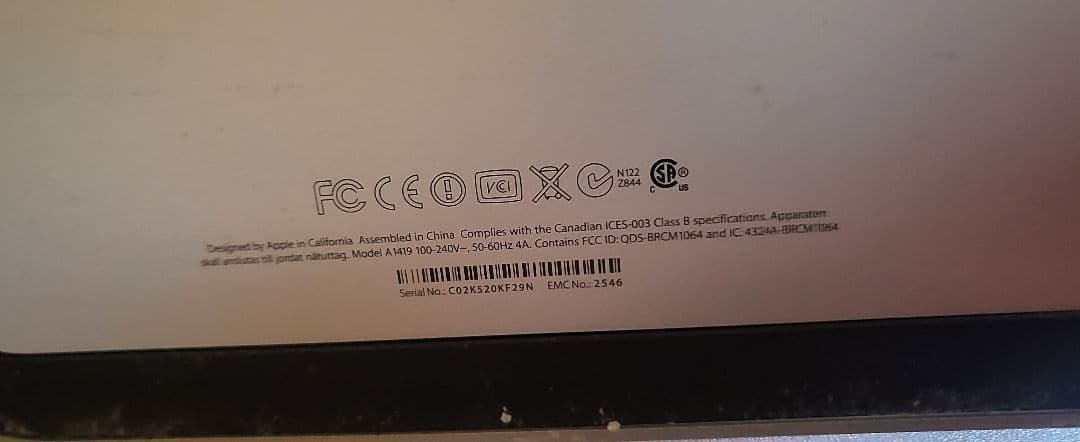 アイマック27インチ5k late2014 ジャンク