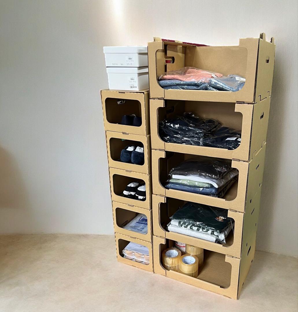 スタッキング 収納 ボックス 段ボール 棚 連結 洋服 収納 DB-03