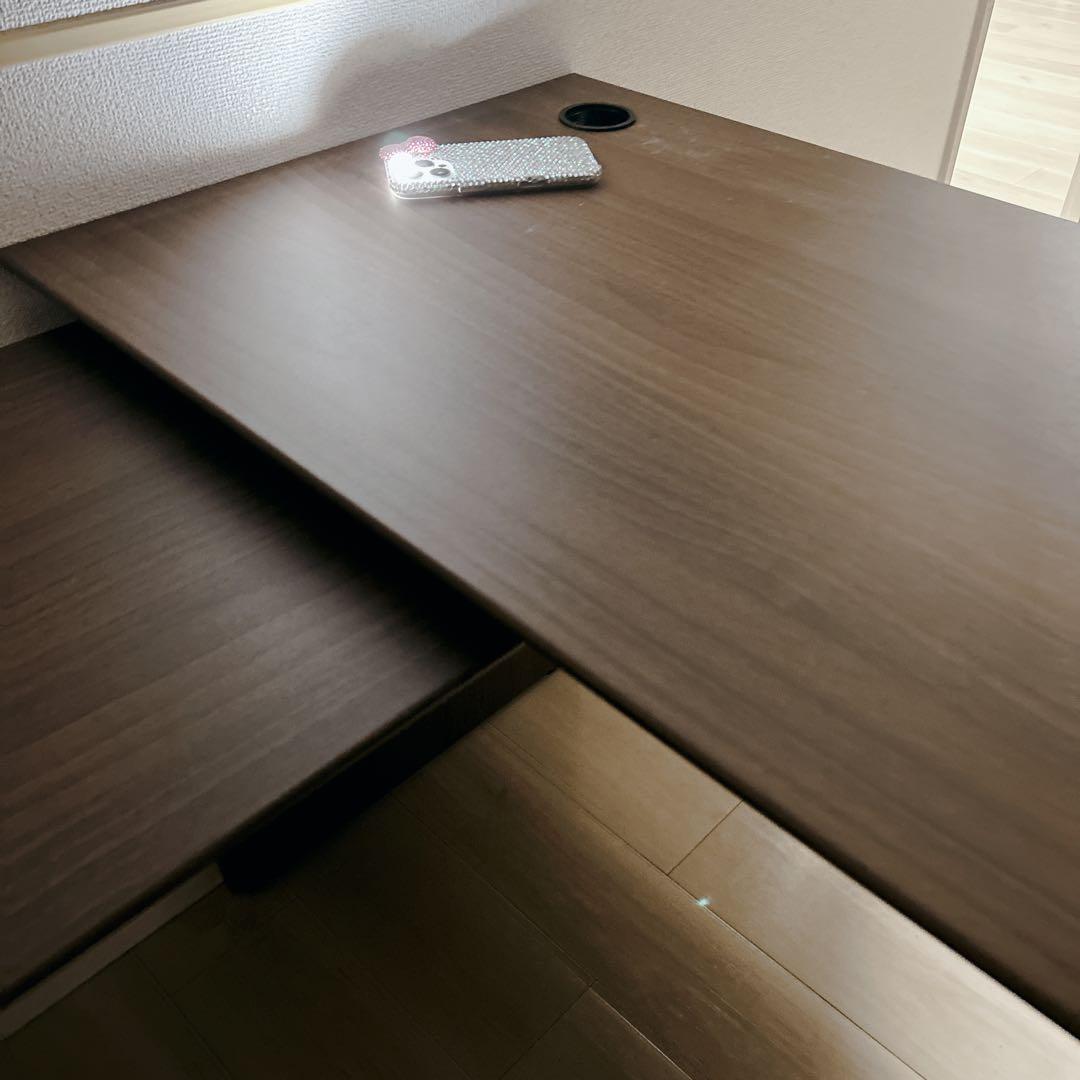 ブラウン L字型パソコンデスク 引き出し付き ニトリ RB004 140