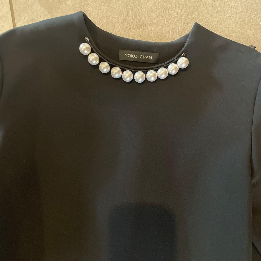 【★ピピコ★】YOKO CHAN ブラック　長袖 ワンピース パールネック