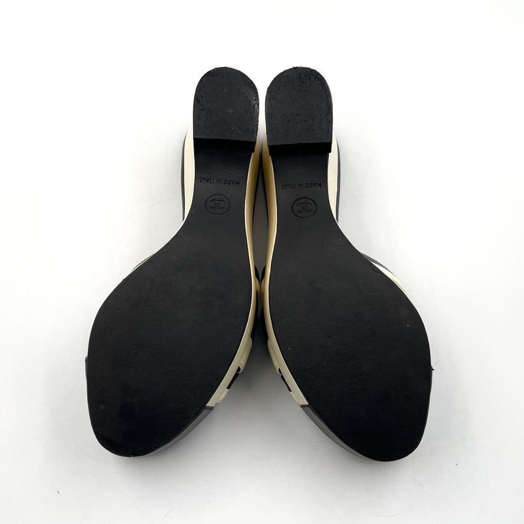 《超美品》シャネル 厚底 サンダル ココマーク マトラッセ バイカラー 白黒系