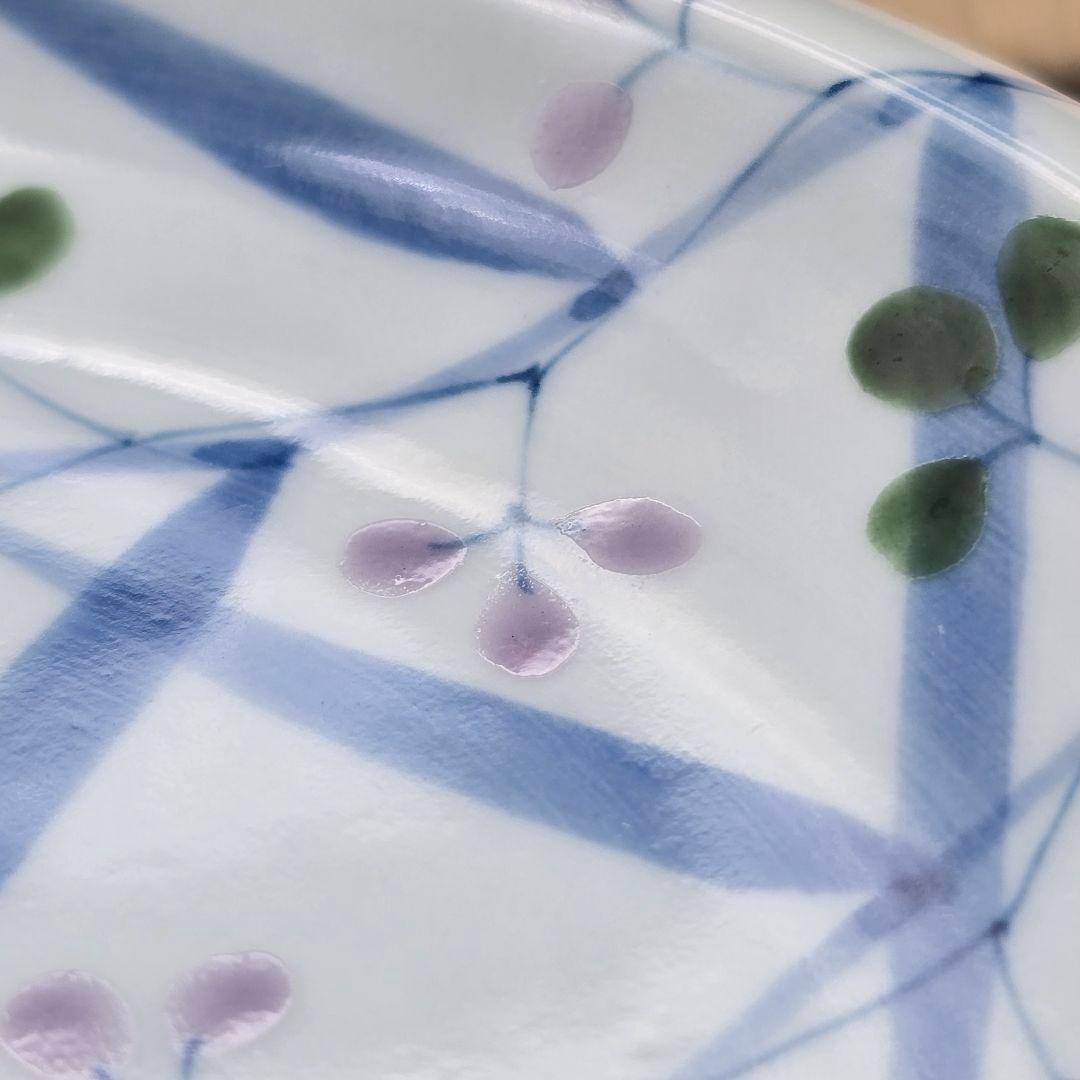 有田焼 源右衛門窯 染錦秋草絵 銘々皿5客揃