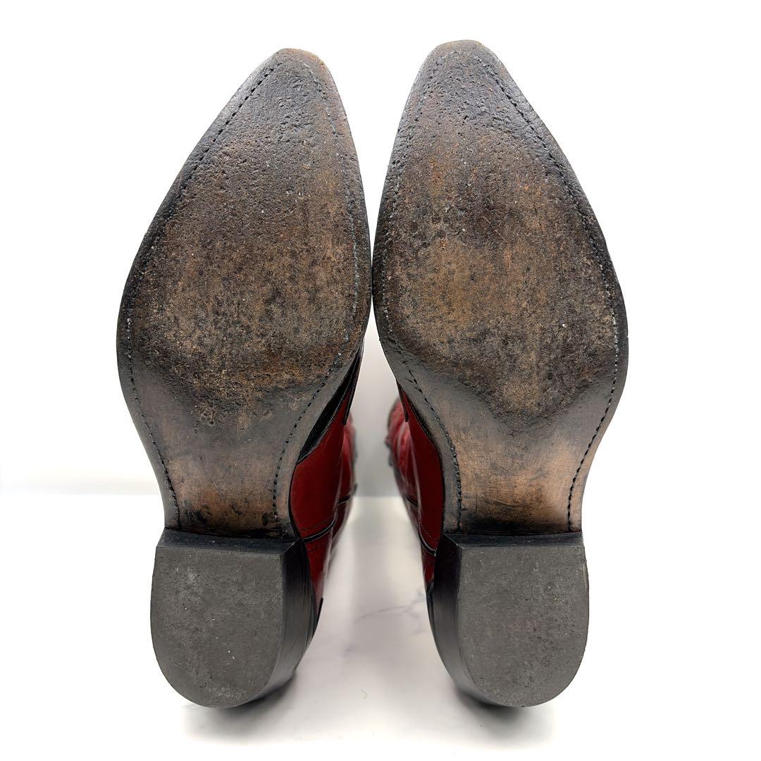 希少 USA製 コードウエスト ウエスタンブーツ 8.5 黒 赤 本革 26.5