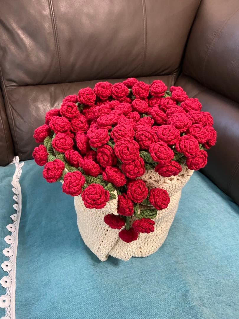 （専用）バラの花束ブランケット直径143cm，102本の大きなバラ，ストール