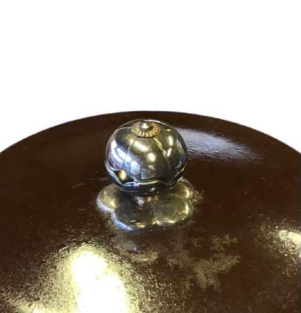 釜師　木村一無作　銀摘　共箱『唐銅鬼面風炉』茶道具/鉄瓶　古道具