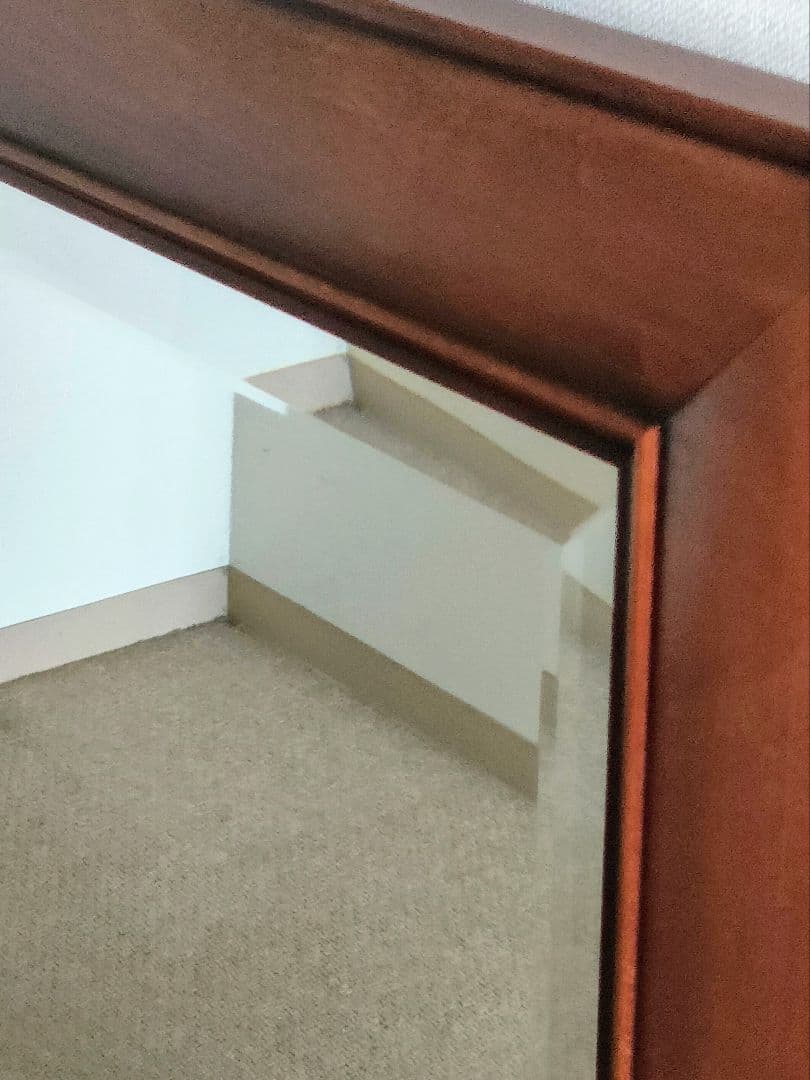 ドイツ家具アンティーク　マホガニー木製壁掛け鏡 大型105×65cm