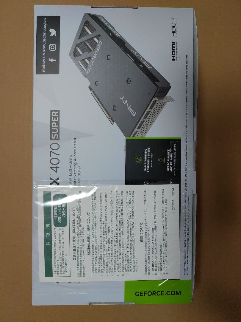 ​新品PNY GeForce RTX 4070 SUPER 12GB 国内正規版