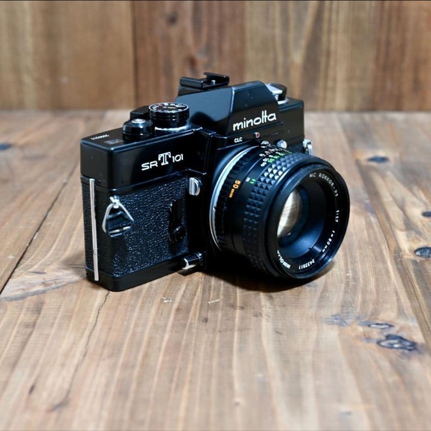 [美品] MINOLTA SRT101 フィルムカメラ レンズ付き 動作確認済み