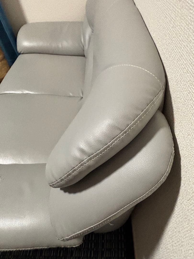 ソファ 2人掛け グレー 合皮 レザー 布製 二人掛け ローソファ Gino