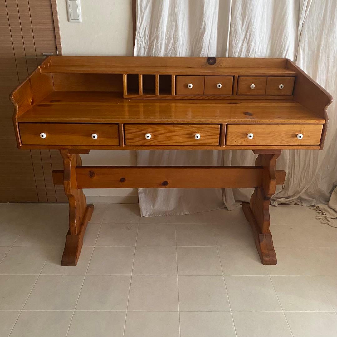 北欧　カントリー　アンティーク　デスク　机　作業台　フレンチカントリー　パイン材