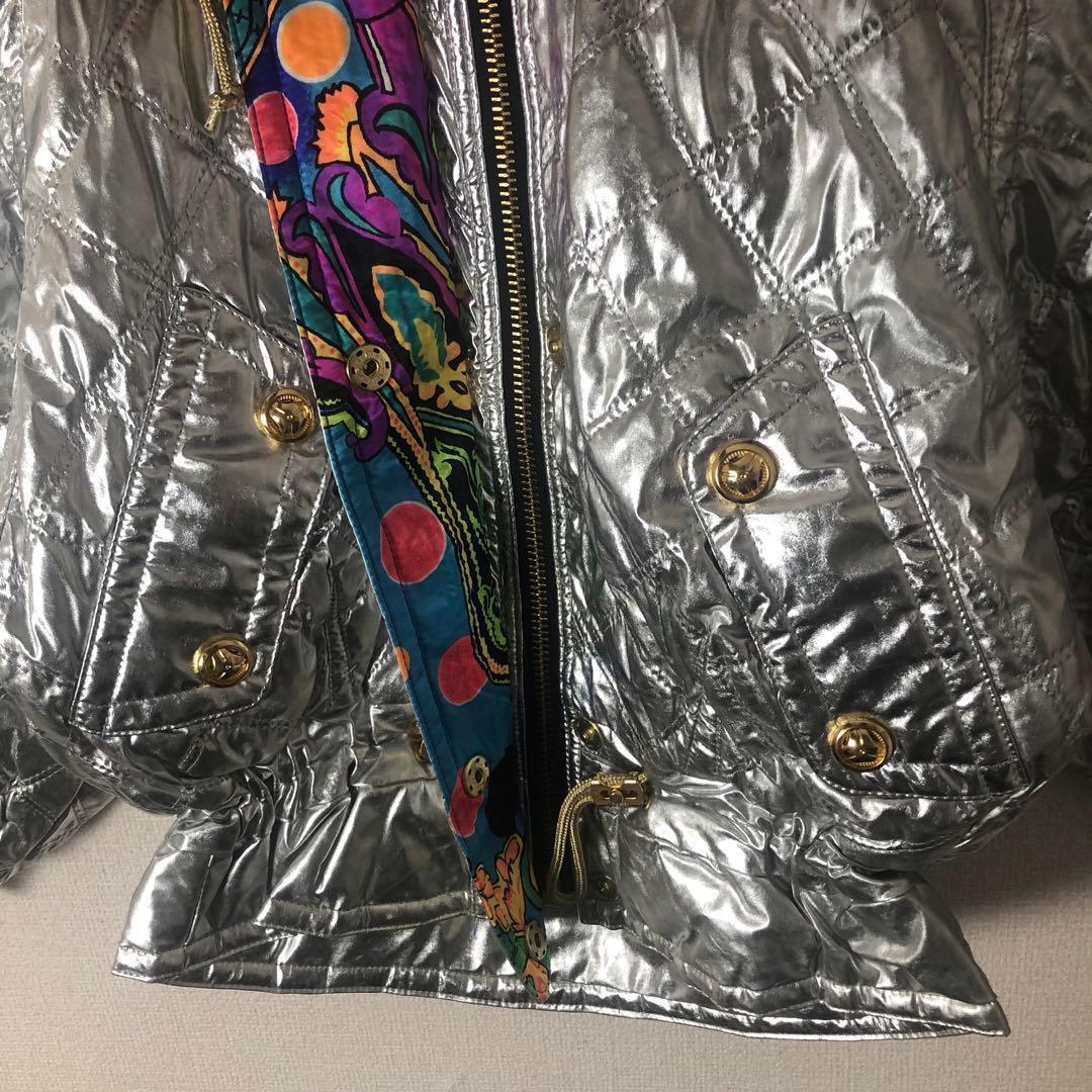 ellesse エレッセ ファー付き ヴィンテージ スキーウェア シルバー M