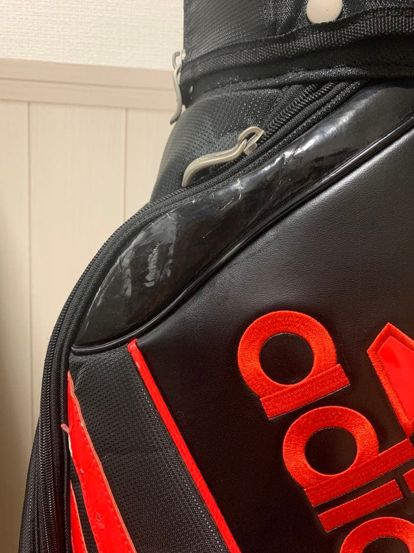 adidas キャディバッグ クラブセット 黒/赤 ストライプデザイン