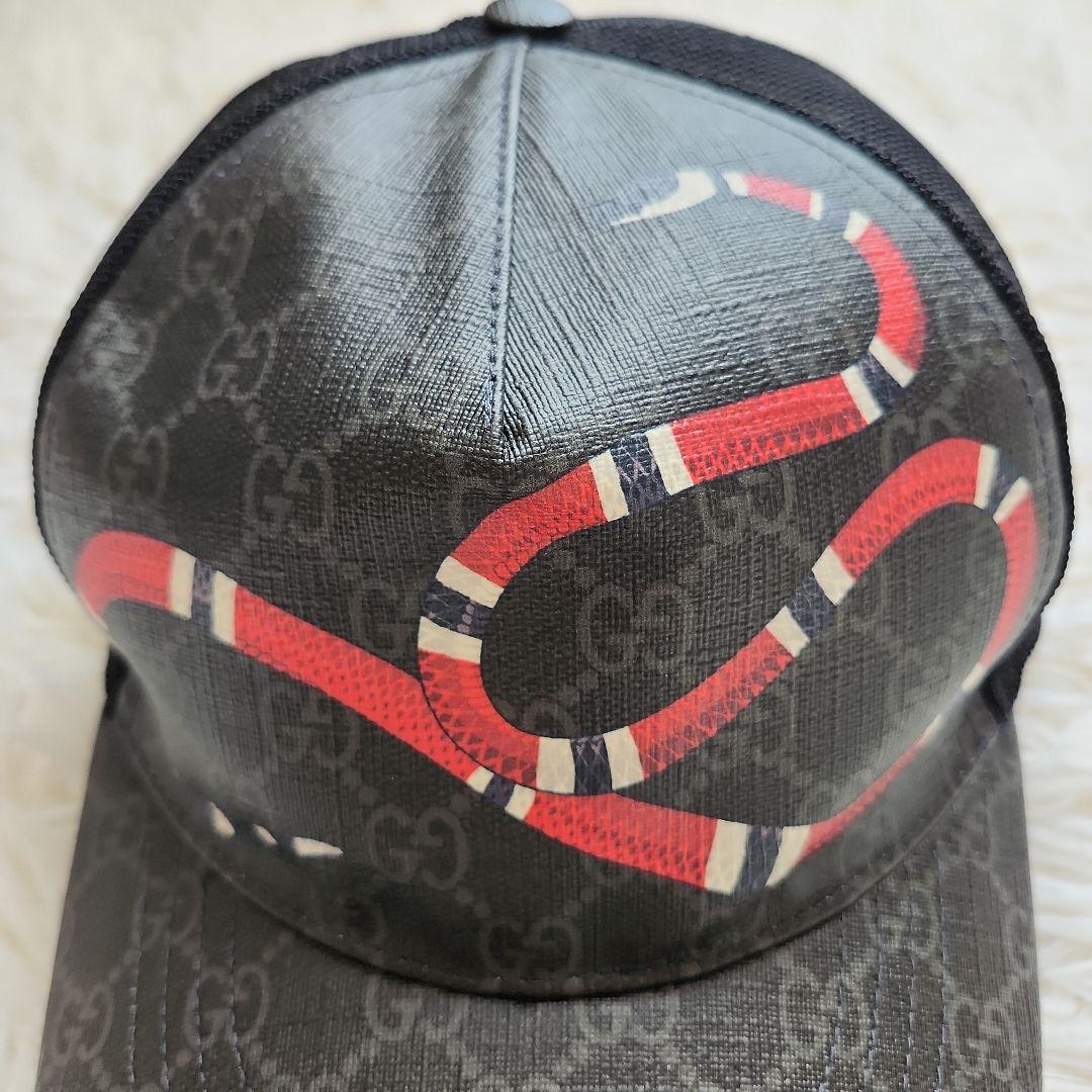 【未使用級】グッチ　GUCCI スネークモチーフ ブラックキャップ