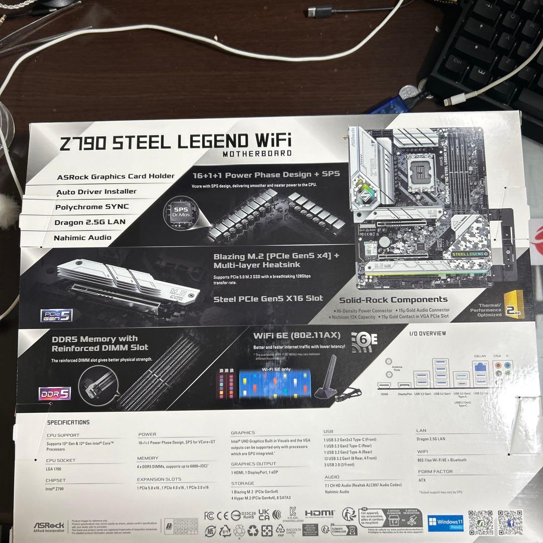 ASRock Z790 STEEL WiFi マザーボードATX 動作済み