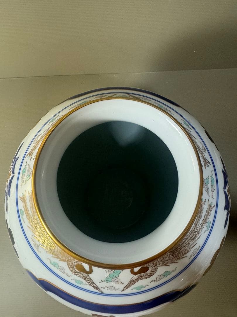 2456 希少　オールド香蘭社 ハイライン 南蛮渡来船  和蘭陀人 花瓶　金彩