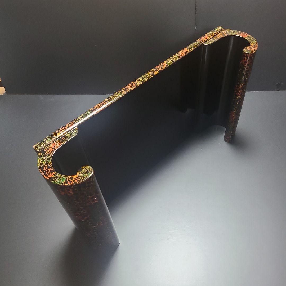 大型　大広間　横幅60cm　花台　盆栽台　漆塗り　津軽塗　唐塗　巻き足　小林漆器