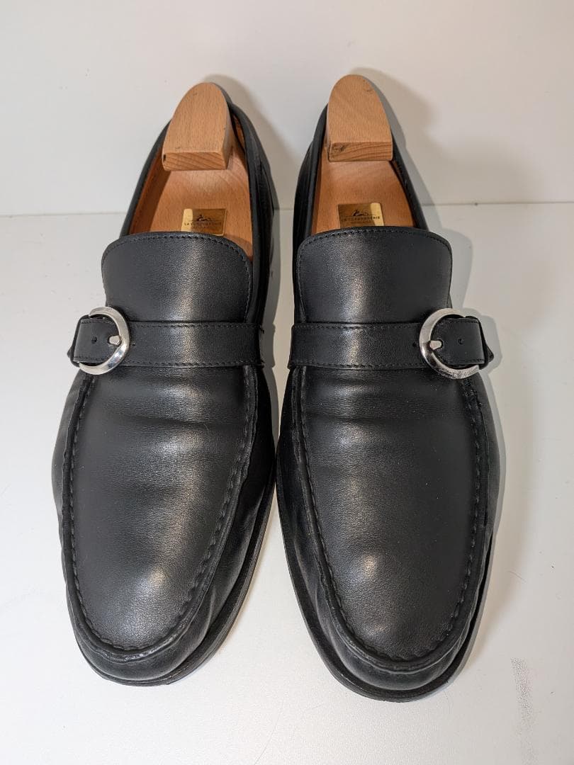 美品 サントーニ ローファー ストラップ 黒 28cm程度 UK9 US10 黒