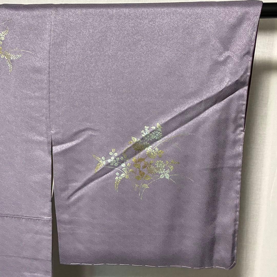 D87 訪問着 花刺繍 雪輪 金彩 正絹 着物 袷 しつけ糸付き未使用極美品