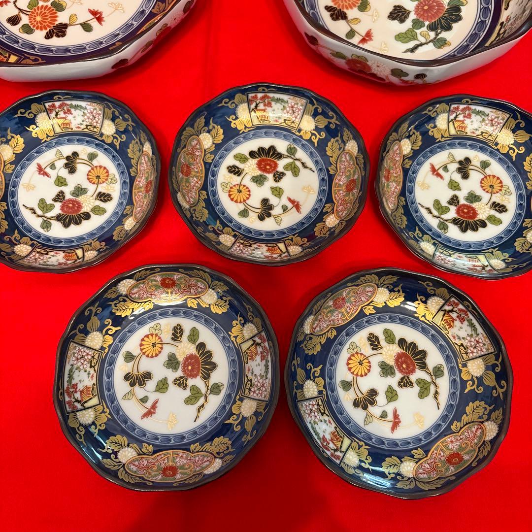 有田焼 仁祥窯 献上古伊万里・八角大皿 大鉢・八角取り皿5枚 計7点セット