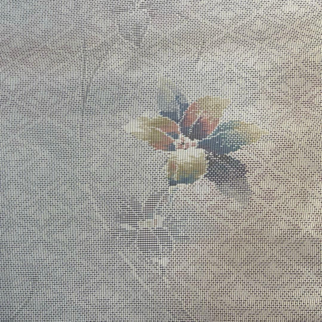 大島紬　都喜ヱ門　薄紫色 花柄 絹 着物反物 約12m 白大島