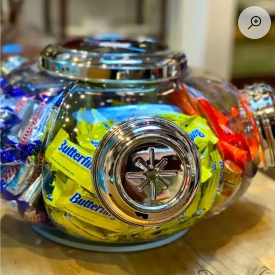 古道具　ガラスケース　海外アンティークの置物 キャンディーキャニスター　回転式