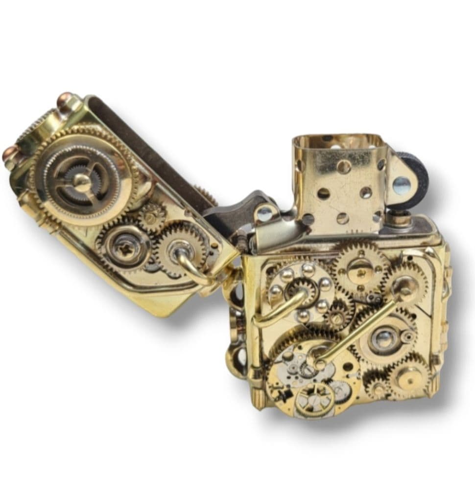 希少 ZIPPO ジッポ ギアモチーフ ハンドメイド 珍品 ジッポ 箱付き