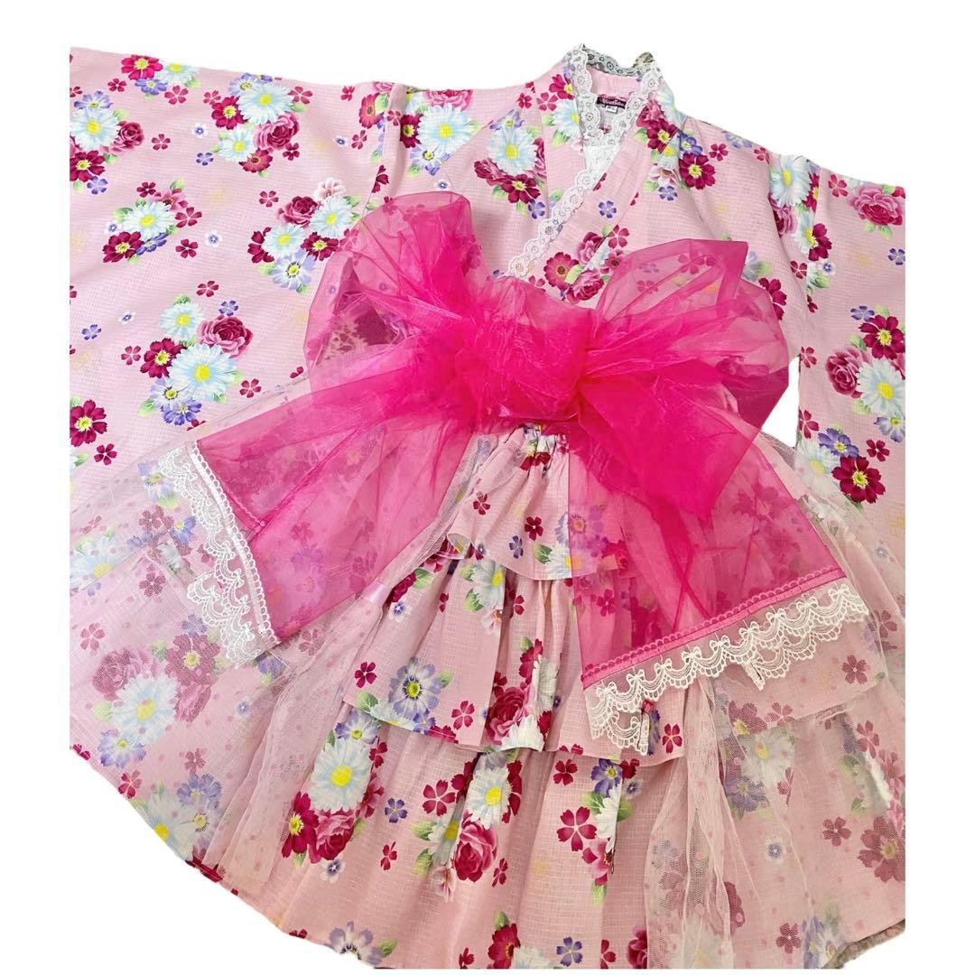 新品 Y2K 大人用 浴衣ドレス 帯2点セット 姫ギャル 平成GAL チュール