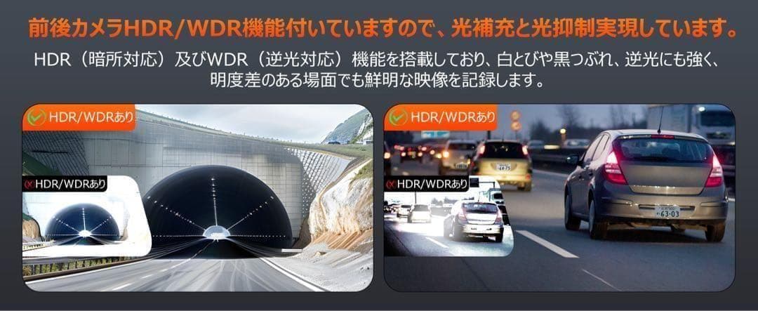 4K前後カメラ分離式ドライブレコーダー10インチミラー型GPS付き