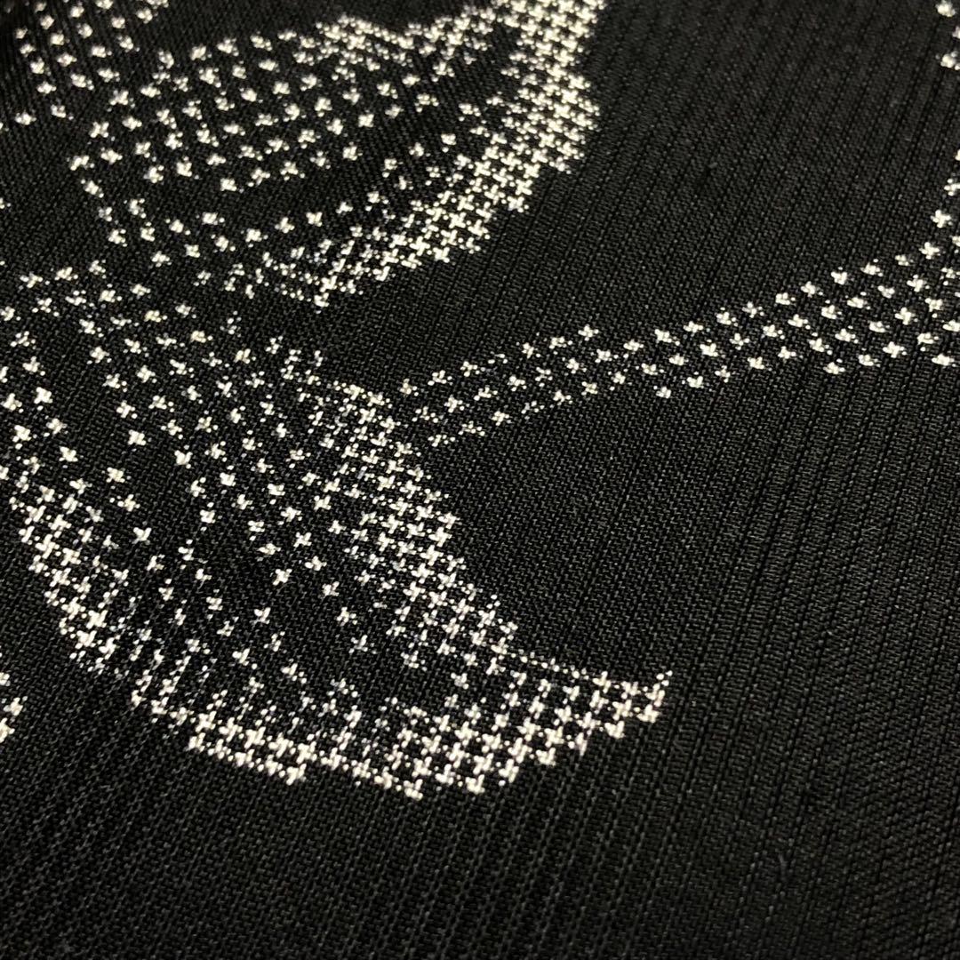 本場大島紬 一元 花唐草模様 黒色 KK-2034