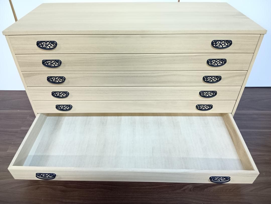 桐たんす　６段　桐天然木・桐化粧合板　とのこ仕上げ　衣装ケース　収納　着物