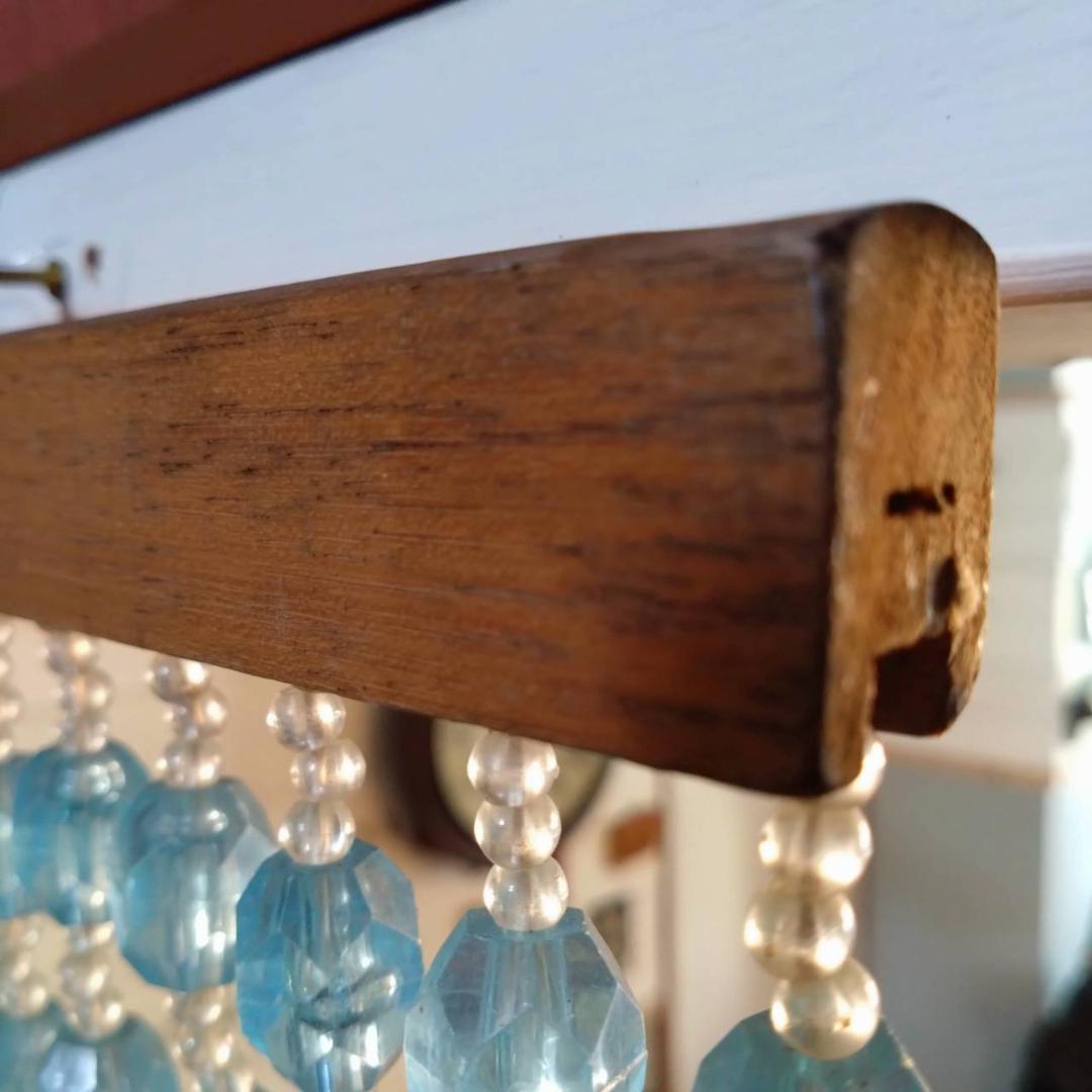 昭和レトロ　ビーズのれん　水色