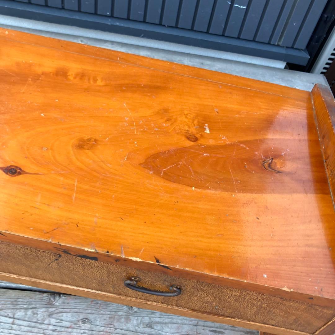 昭和レトロ ヴィンテージ 古家具 木製文机 引き出し付き座卓 書斎机 無垢材