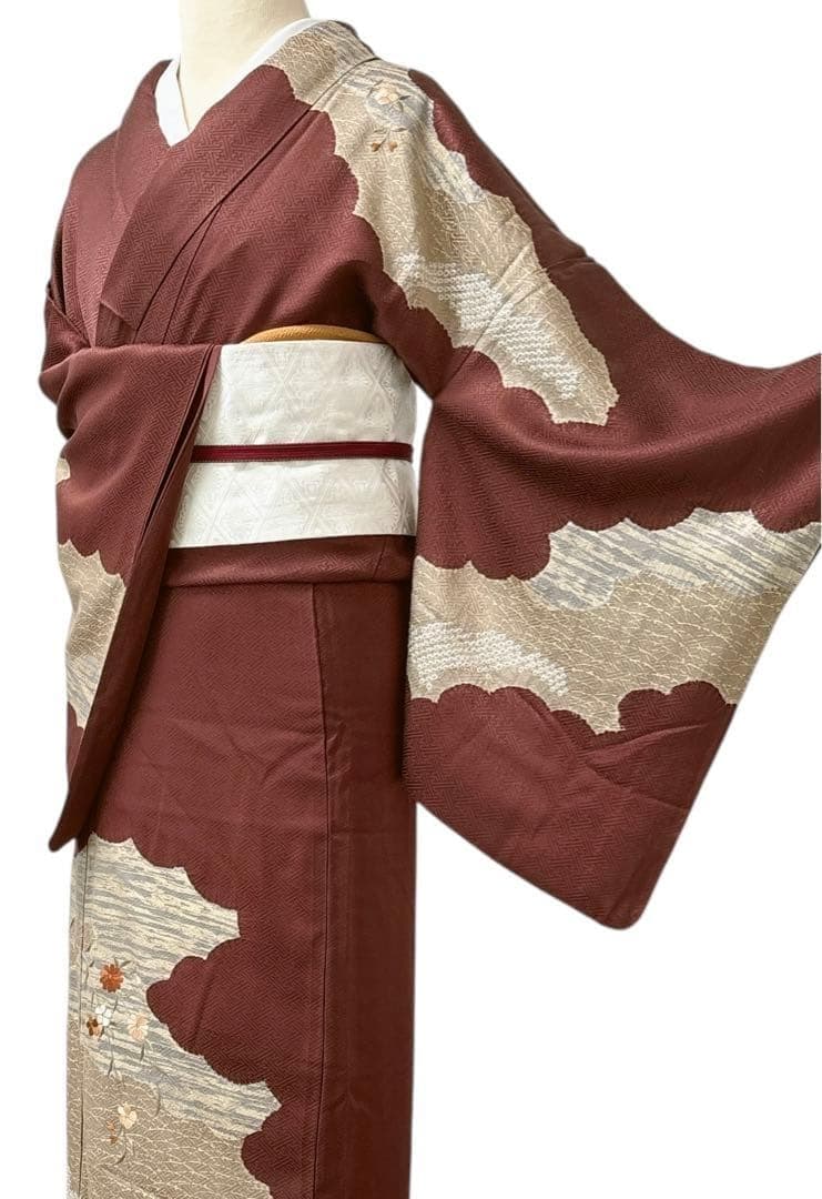 A160愛華 着物 訪問着　絞り　金彩　正絹　　フォーマル　身丈163cm