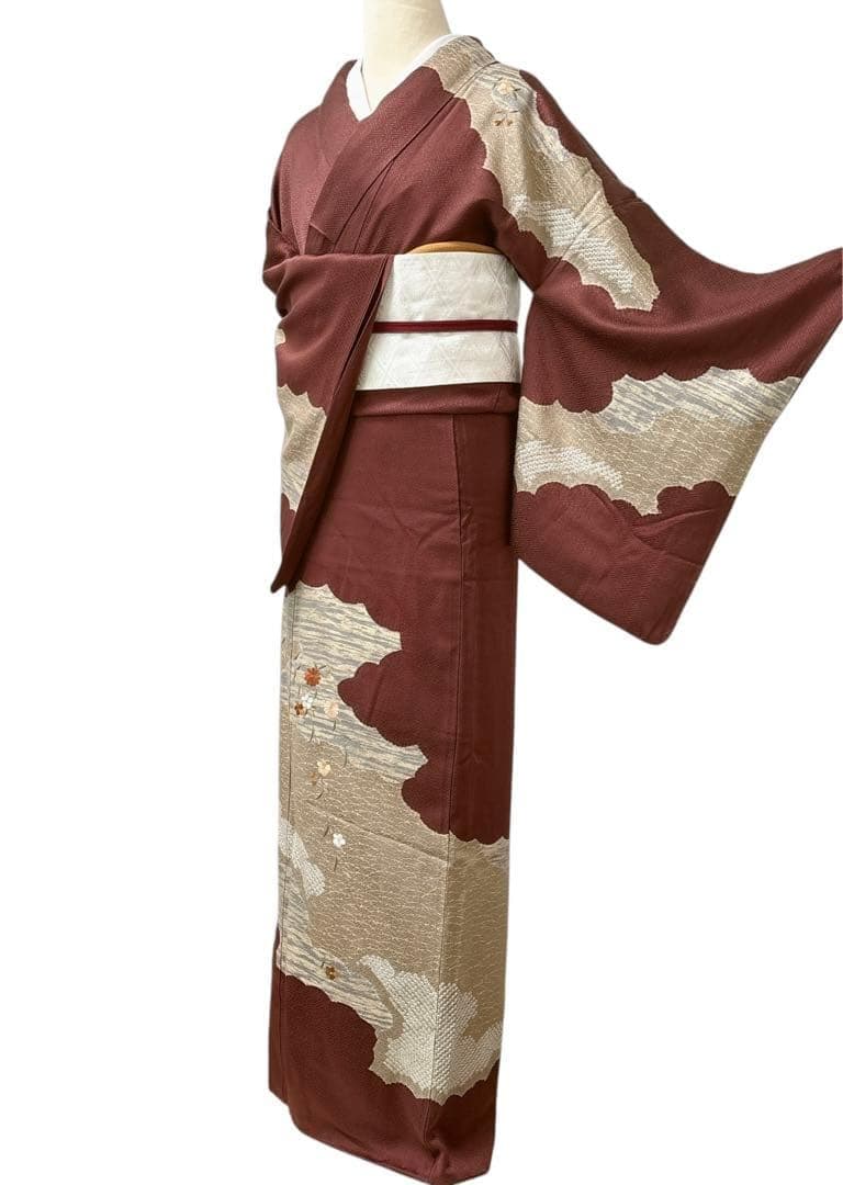 A160愛華 着物 訪問着　絞り　金彩　正絹　　フォーマル　身丈163cm