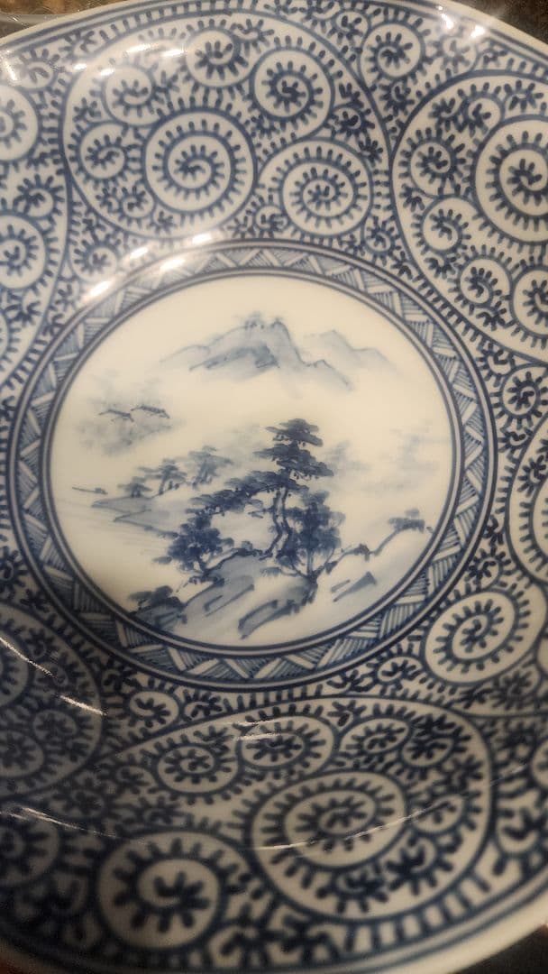 伐太郎窯　染付　濃唐草　見込枚水　輪花7寸鉢　3枚　値引き中