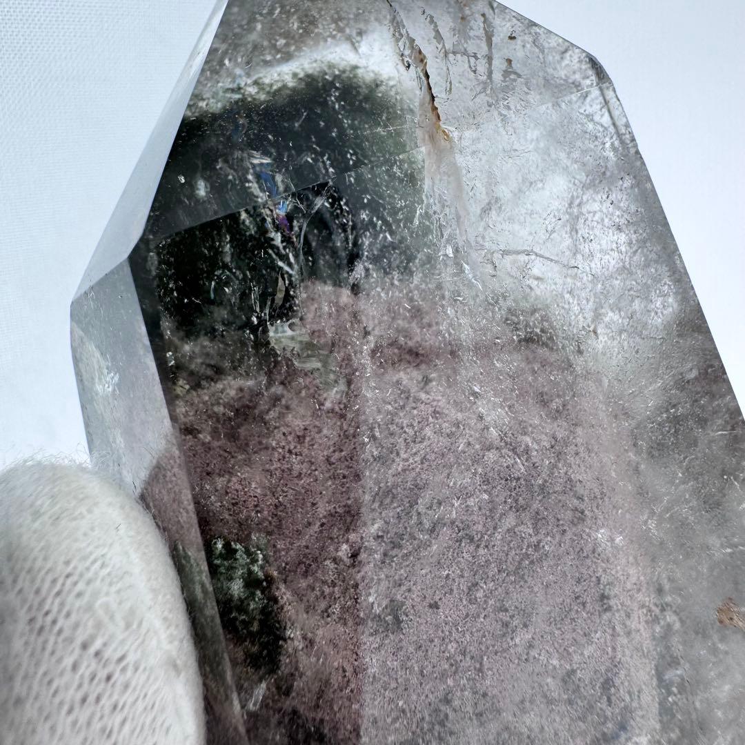 G-5ガーデンクォーツ原石　ポイント　天然石　クリスタル　木の台座付き