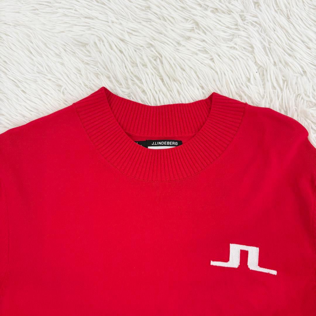 J.LINDEBERG クルーネックニット ゴルフウェア 長袖 S レッド