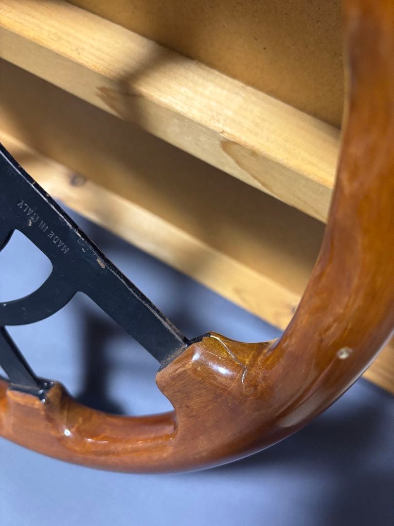 ウッドステアリング　イタリア製メーカー不明　当時物