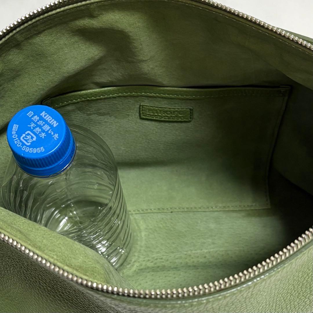 ヒロフ ミニマ 鹿革 ショルダーバック ロゴ 2way ライトグリーン 定12万