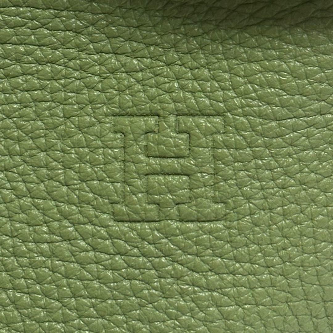 ヒロフ ミニマ 鹿革 ショルダーバック ロゴ 2way ライトグリーン 定12万