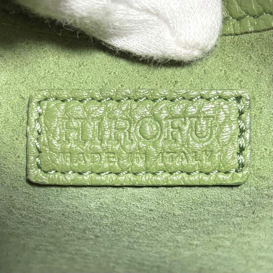 ヒロフ ミニマ 鹿革 ショルダーバック ロゴ 2way ライトグリーン 定12万