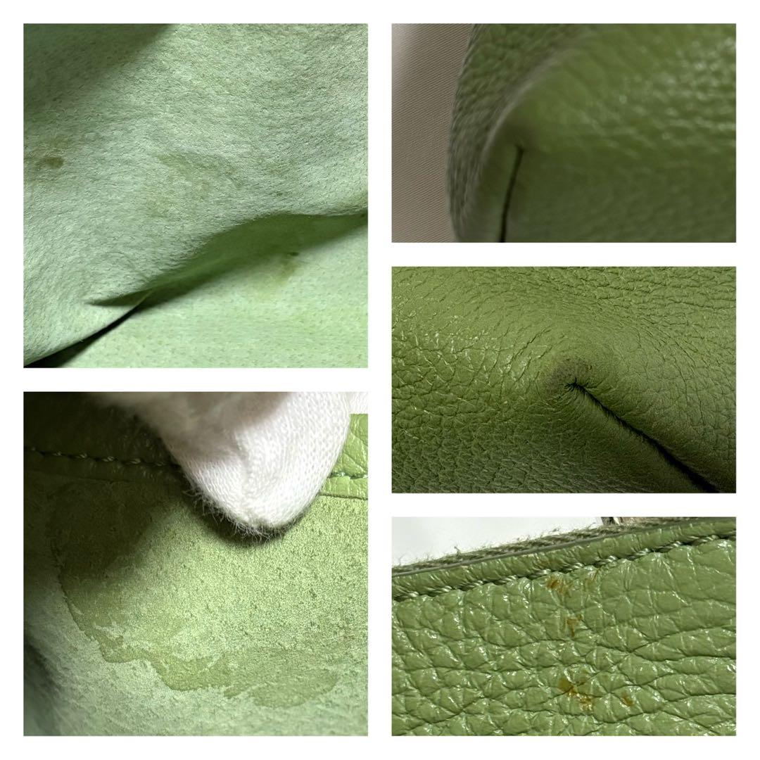 ヒロフ ミニマ 鹿革 ショルダーバック ロゴ 2way ライトグリーン 定12万