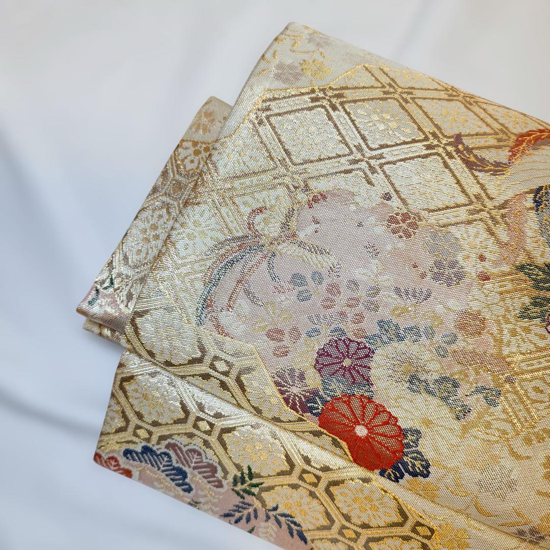 一体型 ワンタッチ帯 作り帯 佐賀錦 豪華 袋帯 二重太鼓