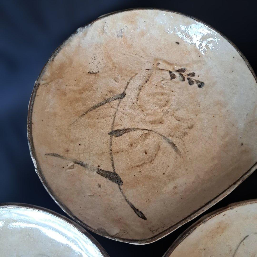 「渋さ 枯れ味 志野焼の魅力！」 志野皿(幅14cm)5客セット 箱付き 骨董ア