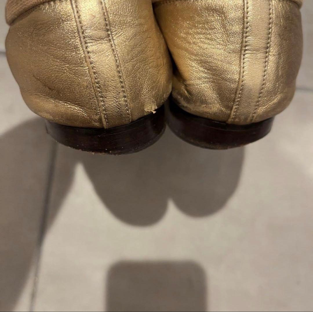 CHANEL ゴールドバレエシューズ